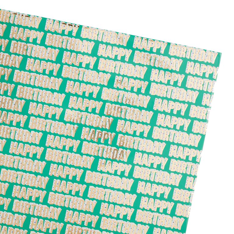 Turquoise and Gold Terrazzo Birthday Wrapping Paper Roll - World Market