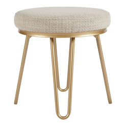 Frederick Round Gold Metal Hairpin Upholstered Stool