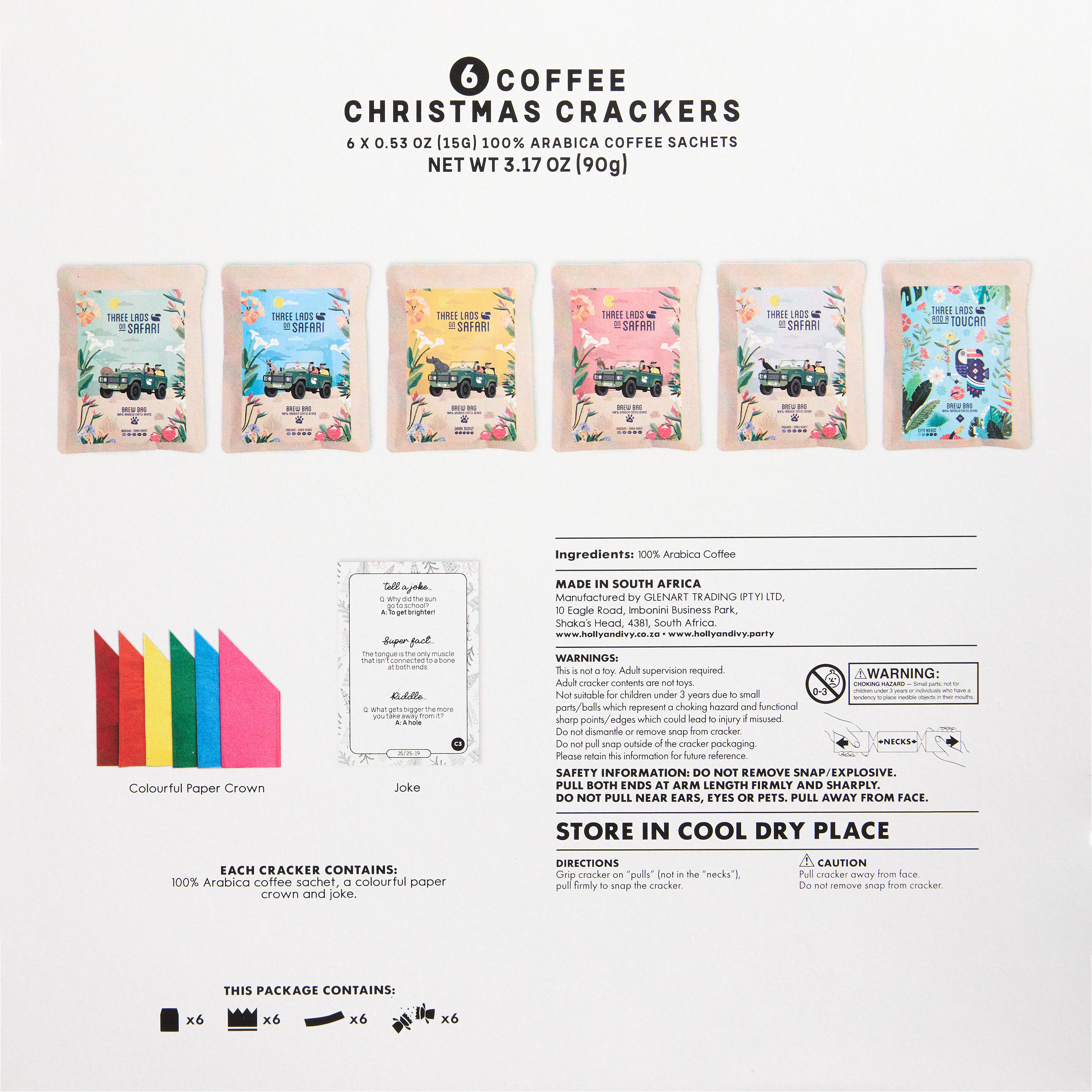 Holly and Ivy Coffee Christmas Crackers 6 Count image number 3