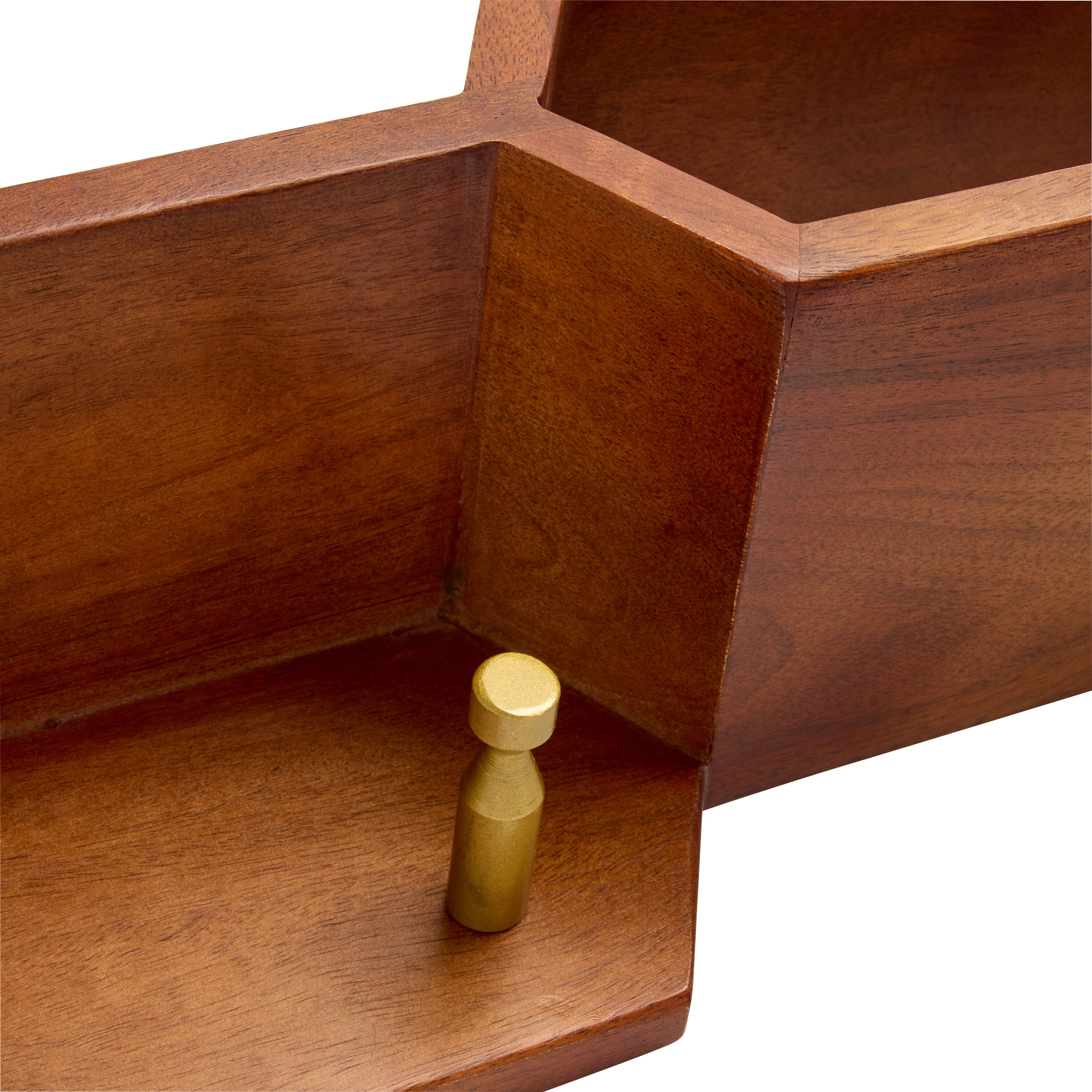 Acacia Wood Mid Century Floating Wall Shelf with Hooks World Market