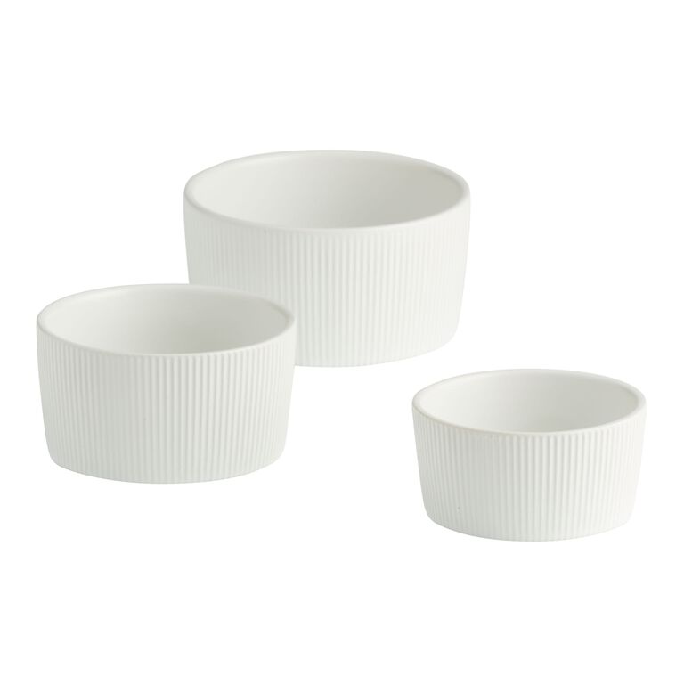 Farmhouse Kitchen White Ceramic Nesting Measuring Cups Set of 4 World  Market NEW