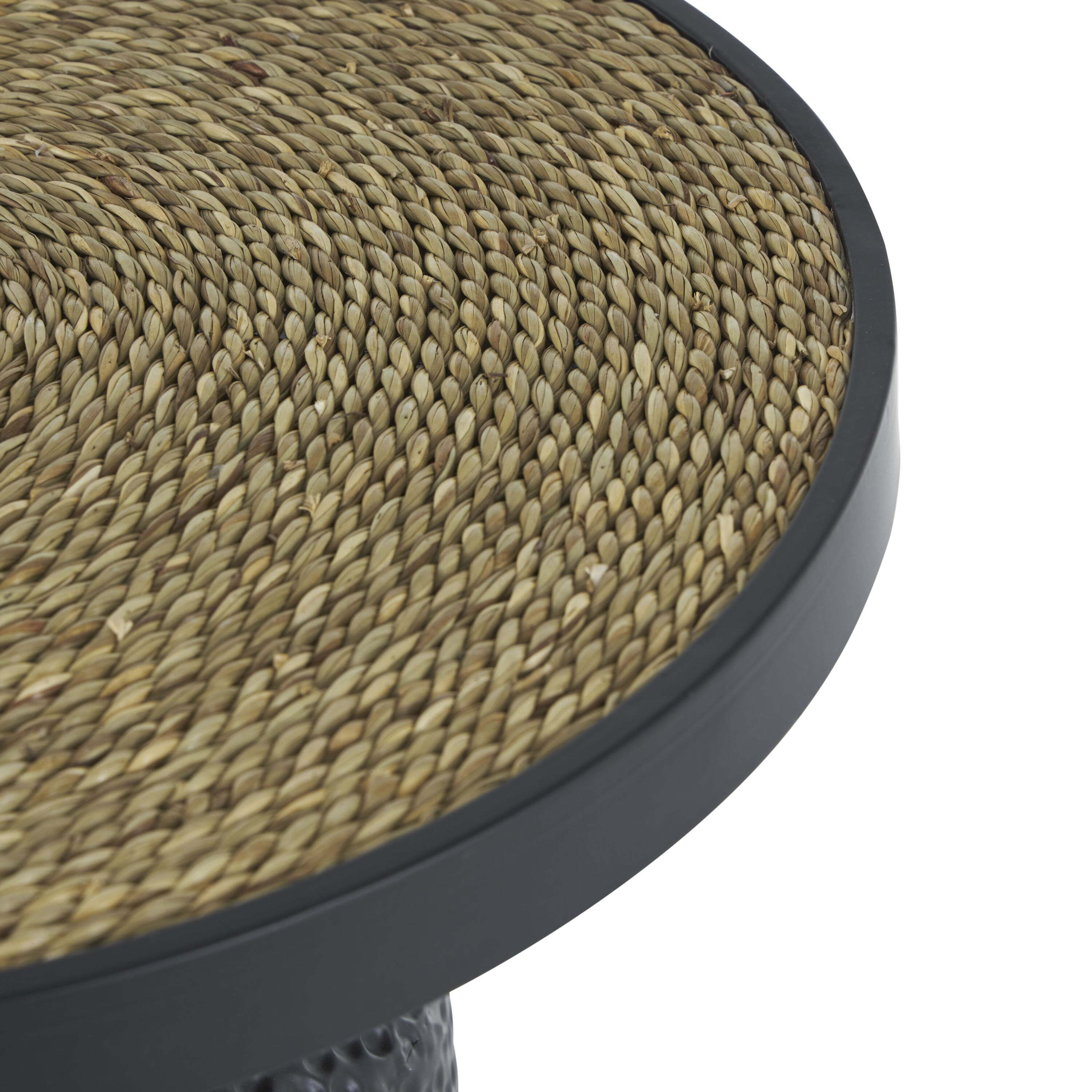 Astrid Black Metal and Seagrass Rope Pedestal Side Table image number 3