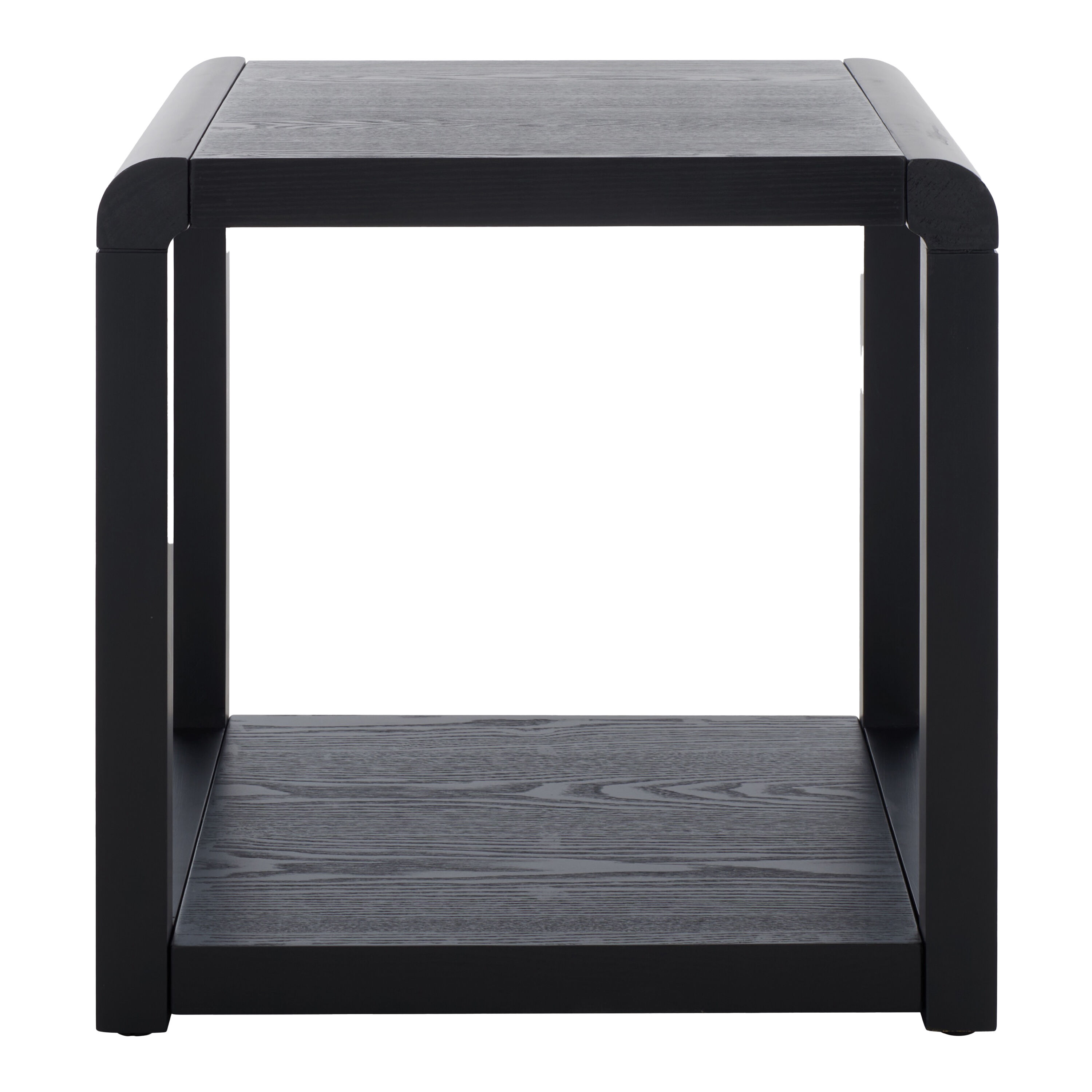 Calla Black Wood Curved Edge Side Table with Shelf image number 2