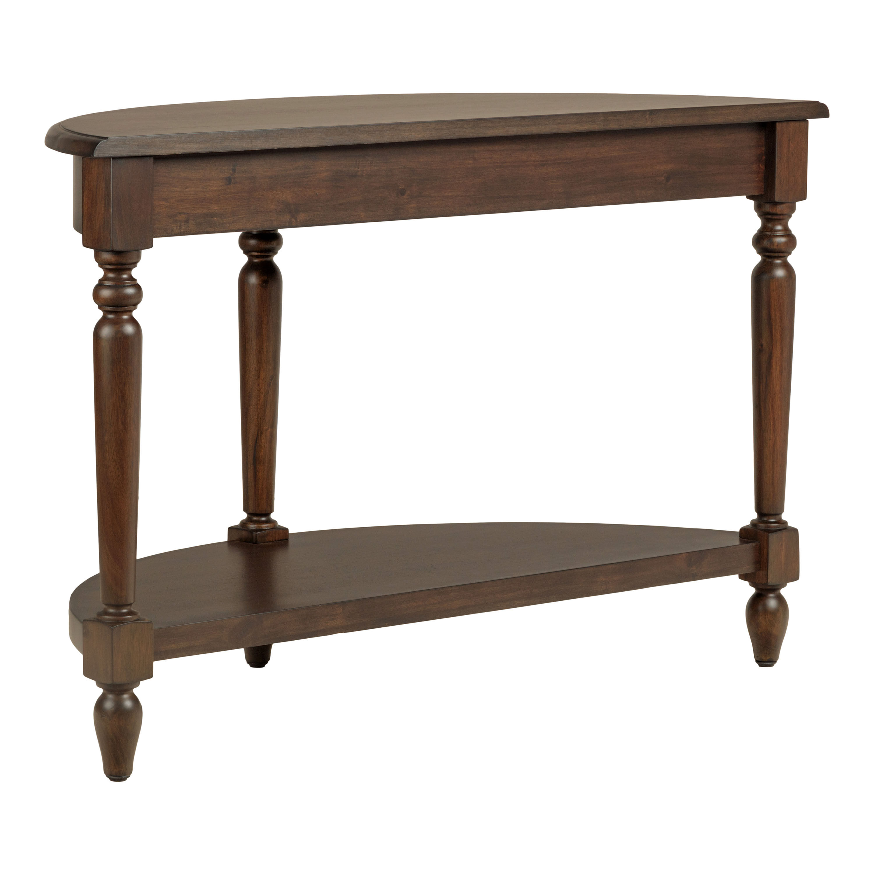 Everett Half Round Wood Console Table with Shelf image number 3