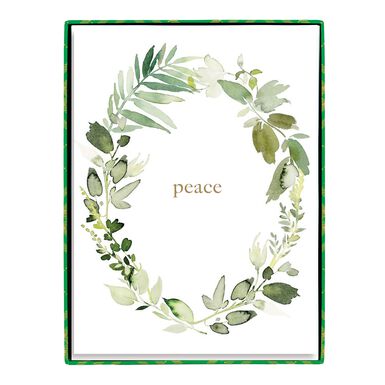 Green Watercolor Peace Wreath Boxed Holiday Cards 15 Count Green Watercolor Peace Wreath Boxed Holiday Cards 15 Count