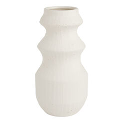 Matte White Ceramic Speckled Stacked Vase
