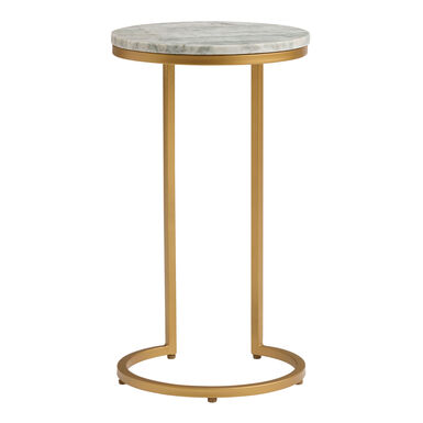 Baylor Marble Top and Gold Metal C Shaped Side Table Baylor Marble Top and Gold Metal C Shaped Side Table