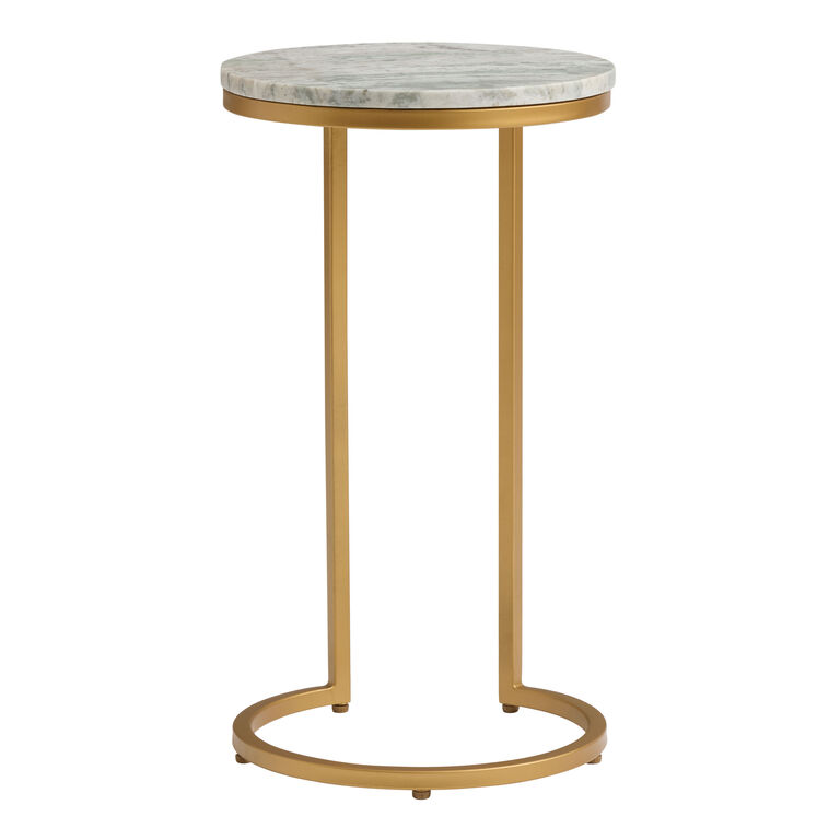 Baylor Marble Top and Gold Metal C Shaped Side Table image number 2