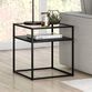 Gia Square Black Metal Glass Top End Table with Shelf image number 1