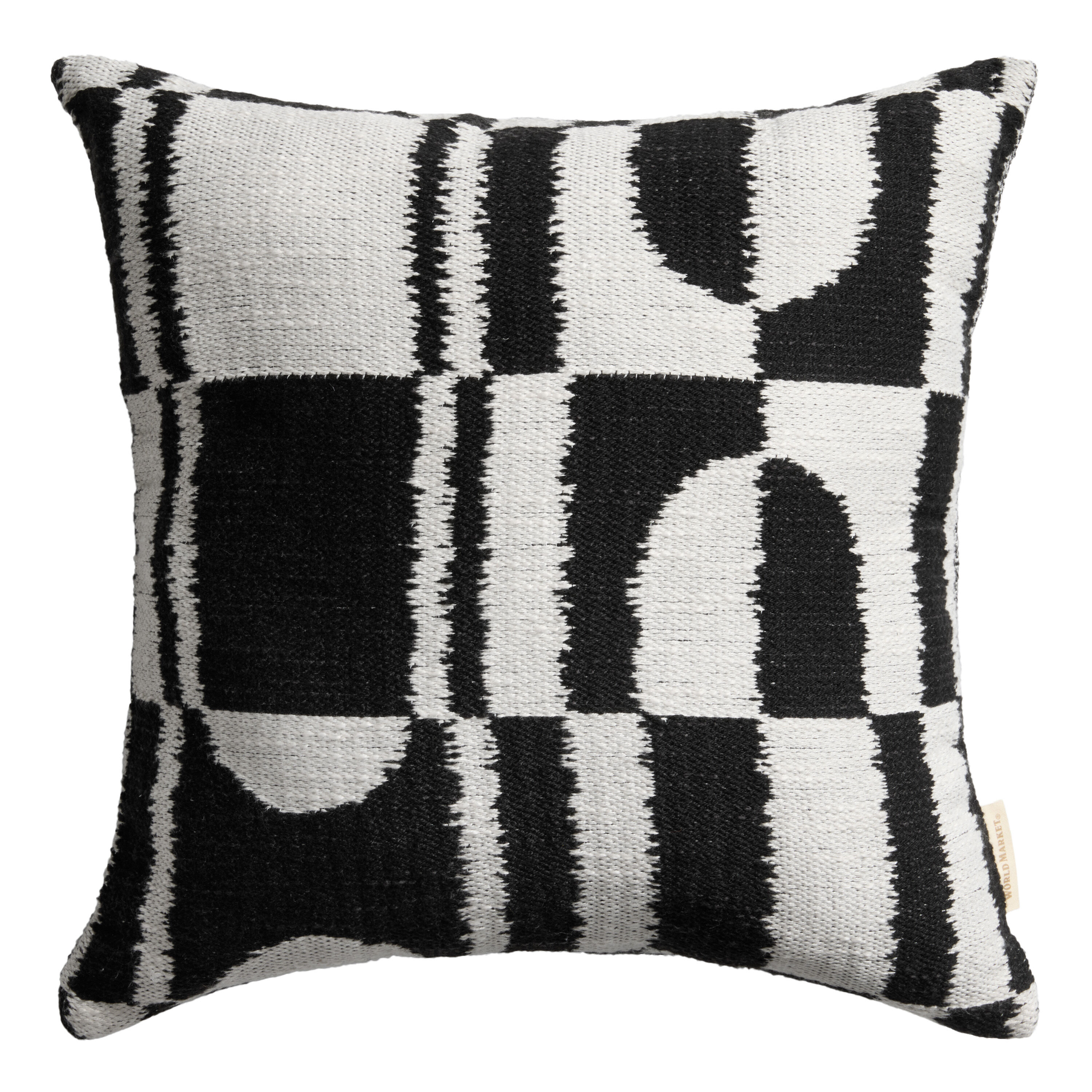 Black and White Geometric Indoor Outdoor Throw Pillow image number 0