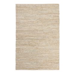 Metallic Gold and Ivory Leather and Jute Woven Area Rug