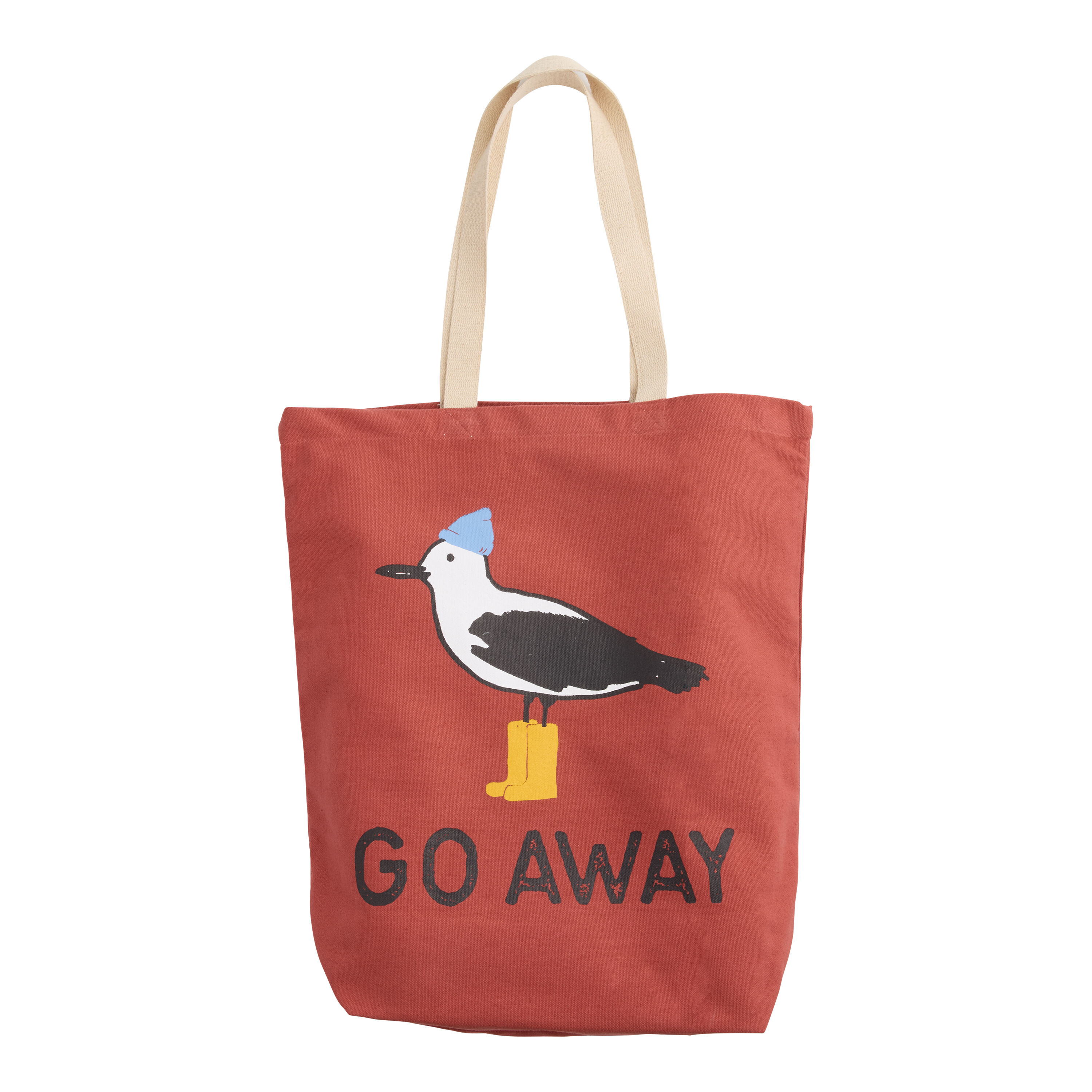 Terracotta Go Away Seagull Canvas Tote Bag