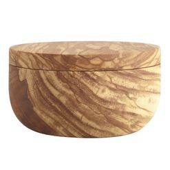 Olive Wood Double Salt Cellar With Swivel Lid