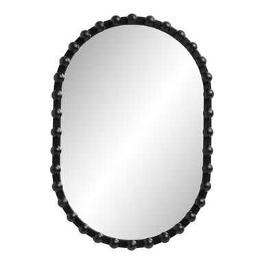Oval Black Wood Spheres Wall Mirror Oval Black Wood Spheres Wall Mirror