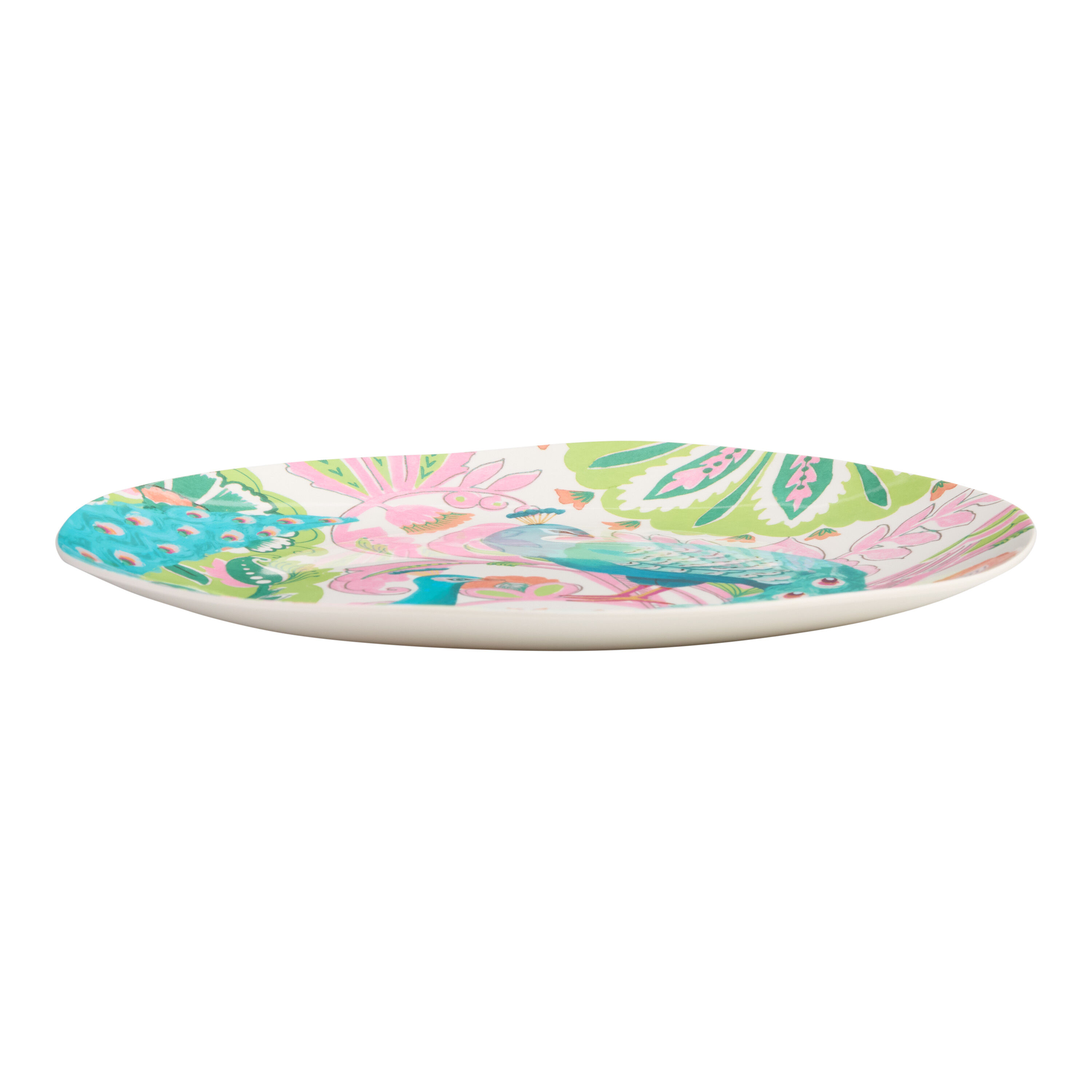 Multicolor Boho Blooms Peacock Melamine Salad Plate image number 2