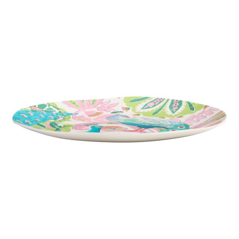 Multicolor Boho Blooms Peacock Melamine Salad Plate image number 3