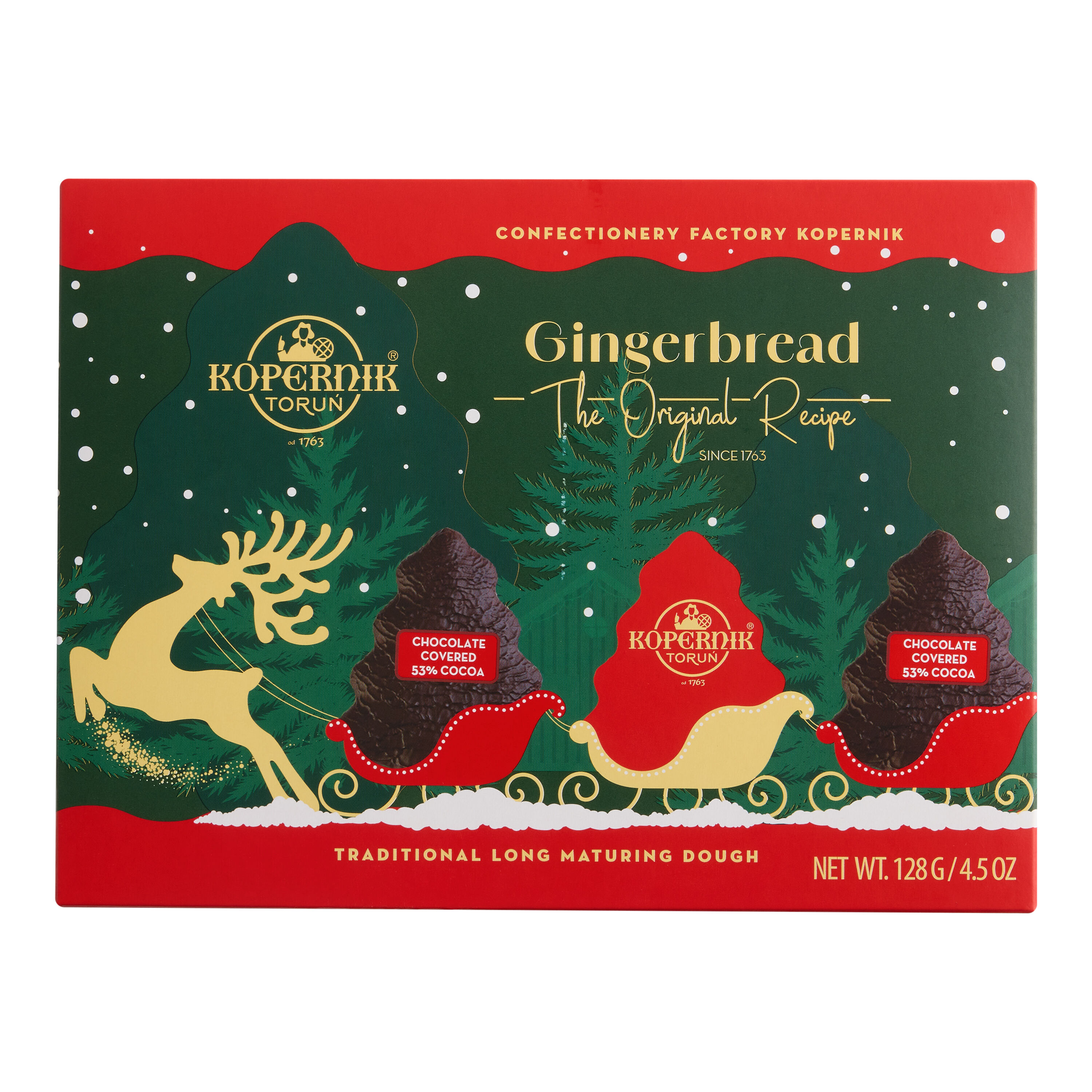 Kopernik Chocolate Gingerbread Tree Shaped Cookies Gift Box image number 0