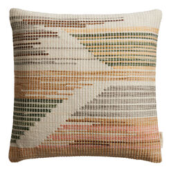 Ivory Multicolor Woven Indoor Outdoor Throw Pillow