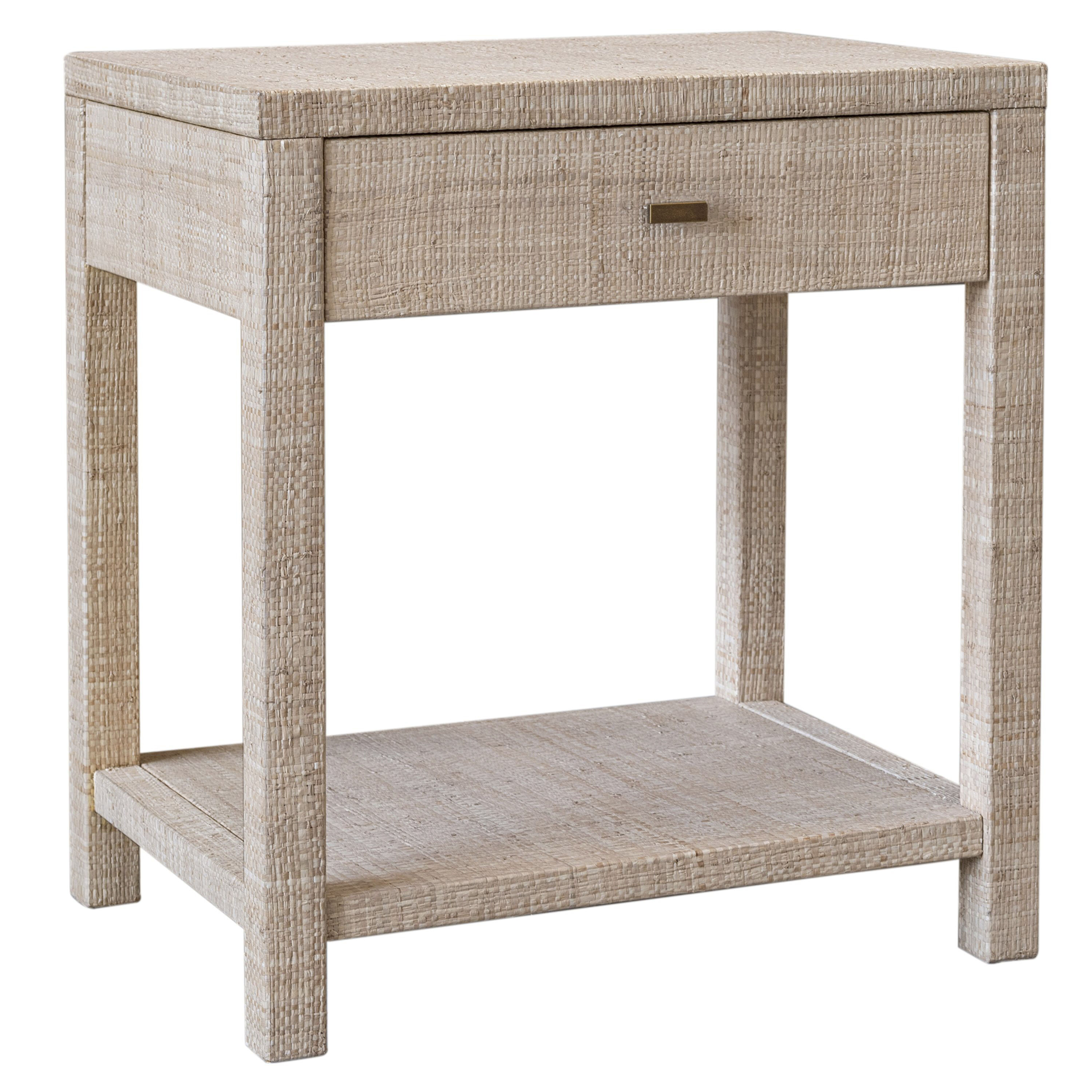 Violette Handwoven Raffia Nightstand with Drawer image number 0