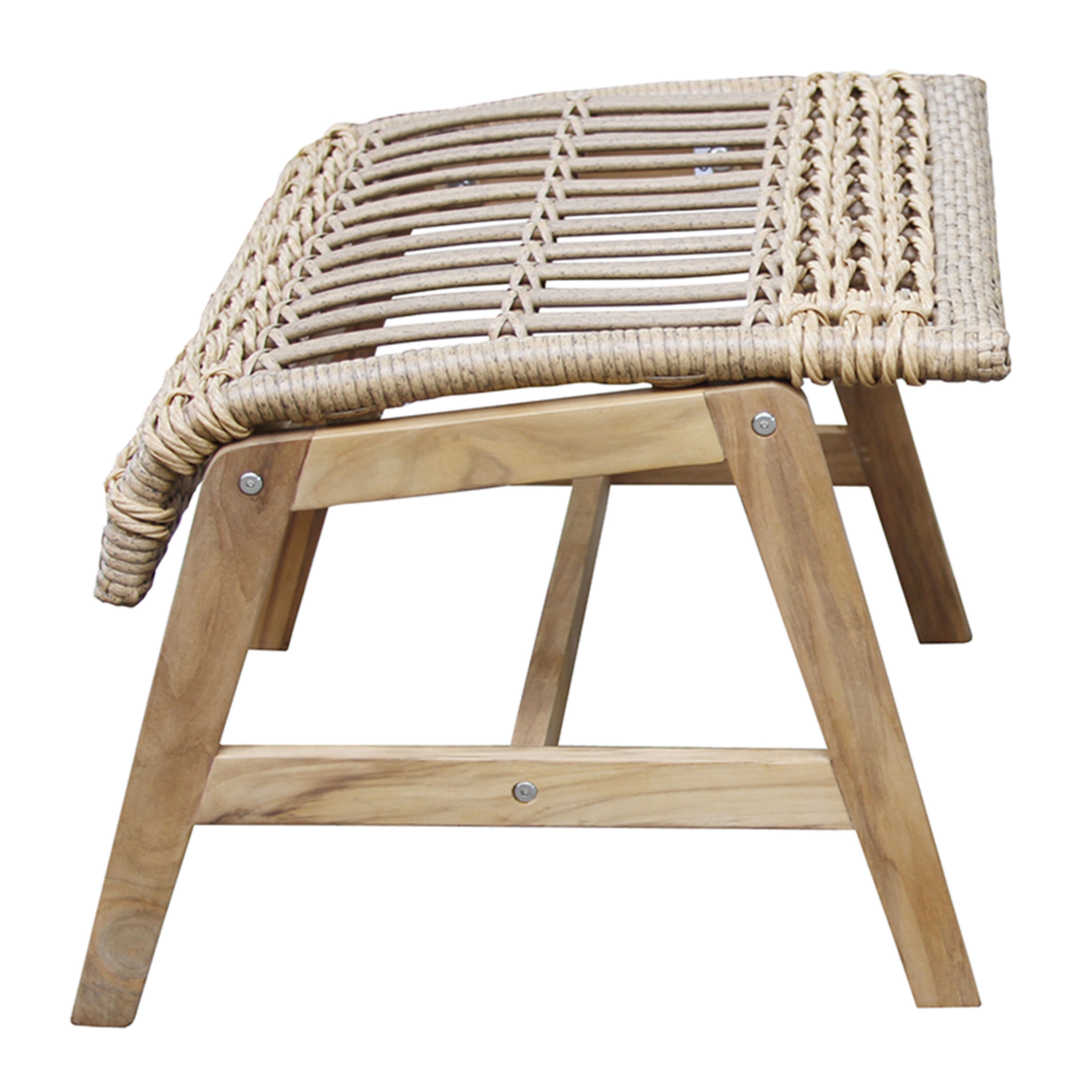 Encinitas Teak and All Weather Outdoor Ottoman 2 Piece Set image number 2