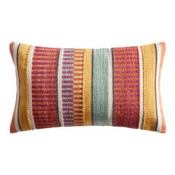 Multicolor Variegated Stripe Indoor Outdoor Lumbar Pillow