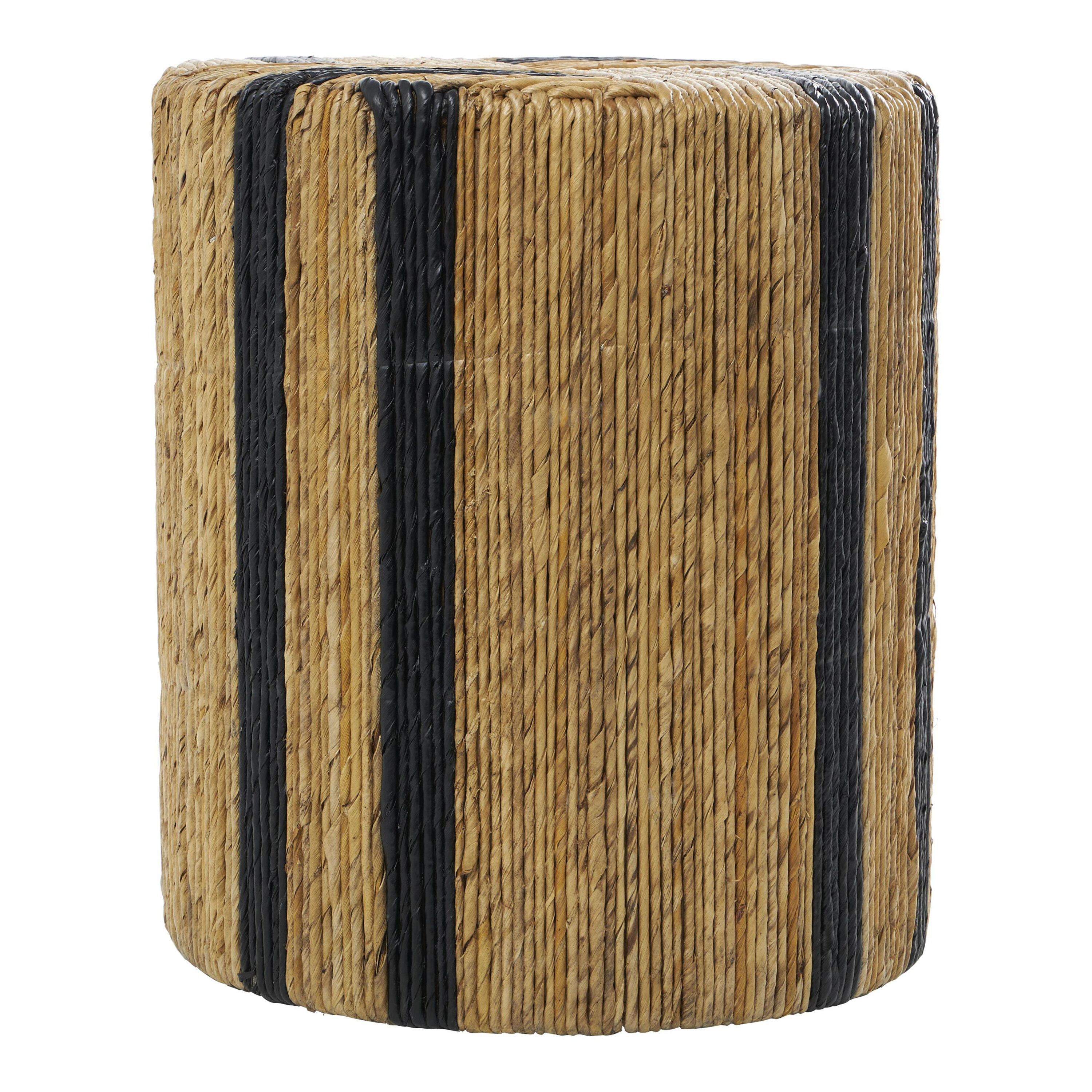 Juno Round Natural and Navy Banana Leaf Wrapped Side Table image number 2