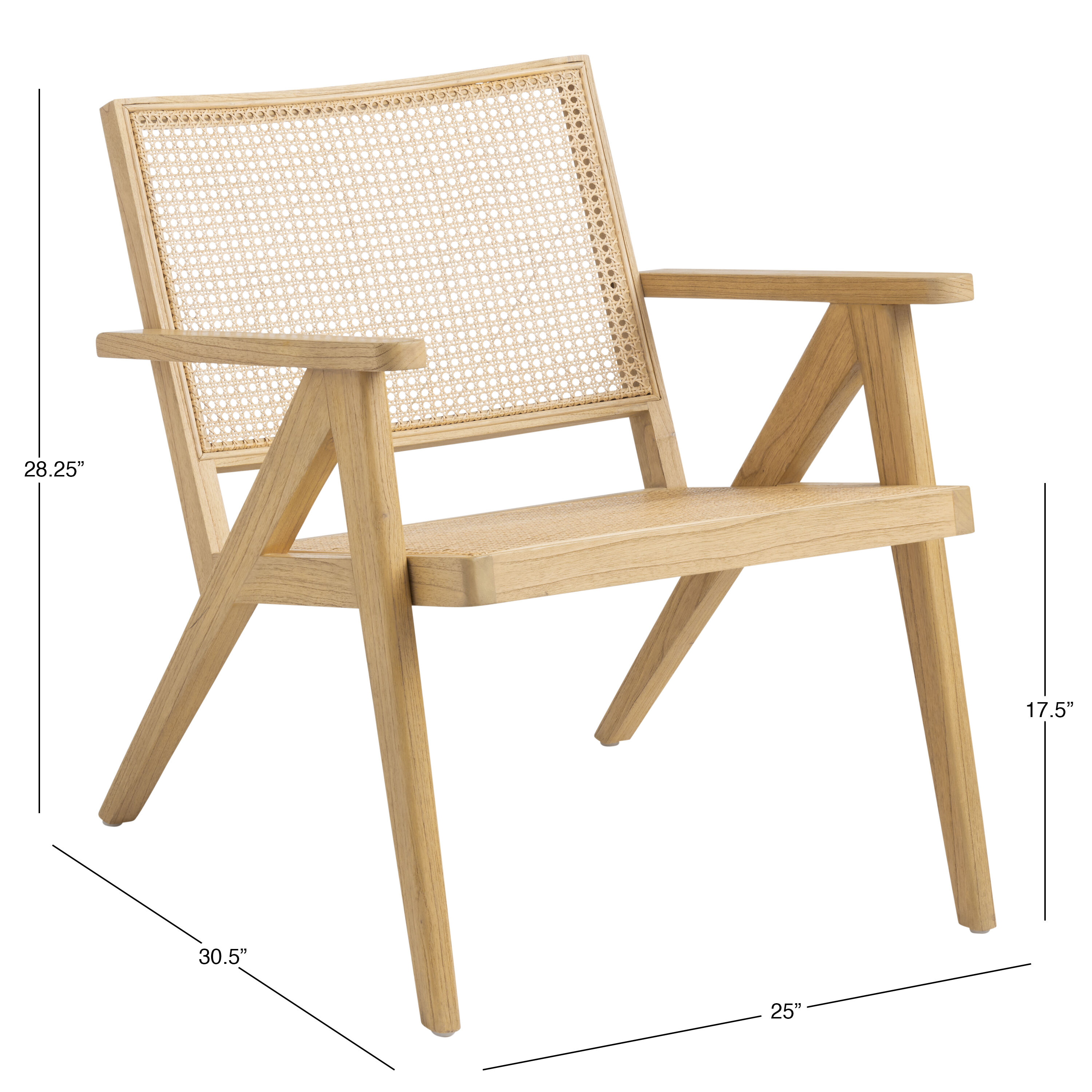 Shea Natural Wood and Rattan Cane A Frame Chair image number 5
