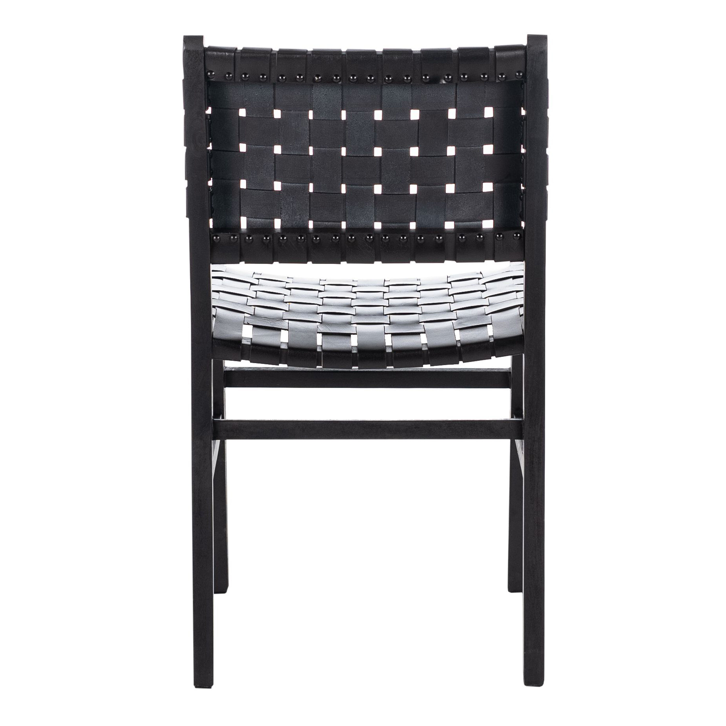 Curtin Black Leather Strap Metal Dining Chair 2 Piece Set World