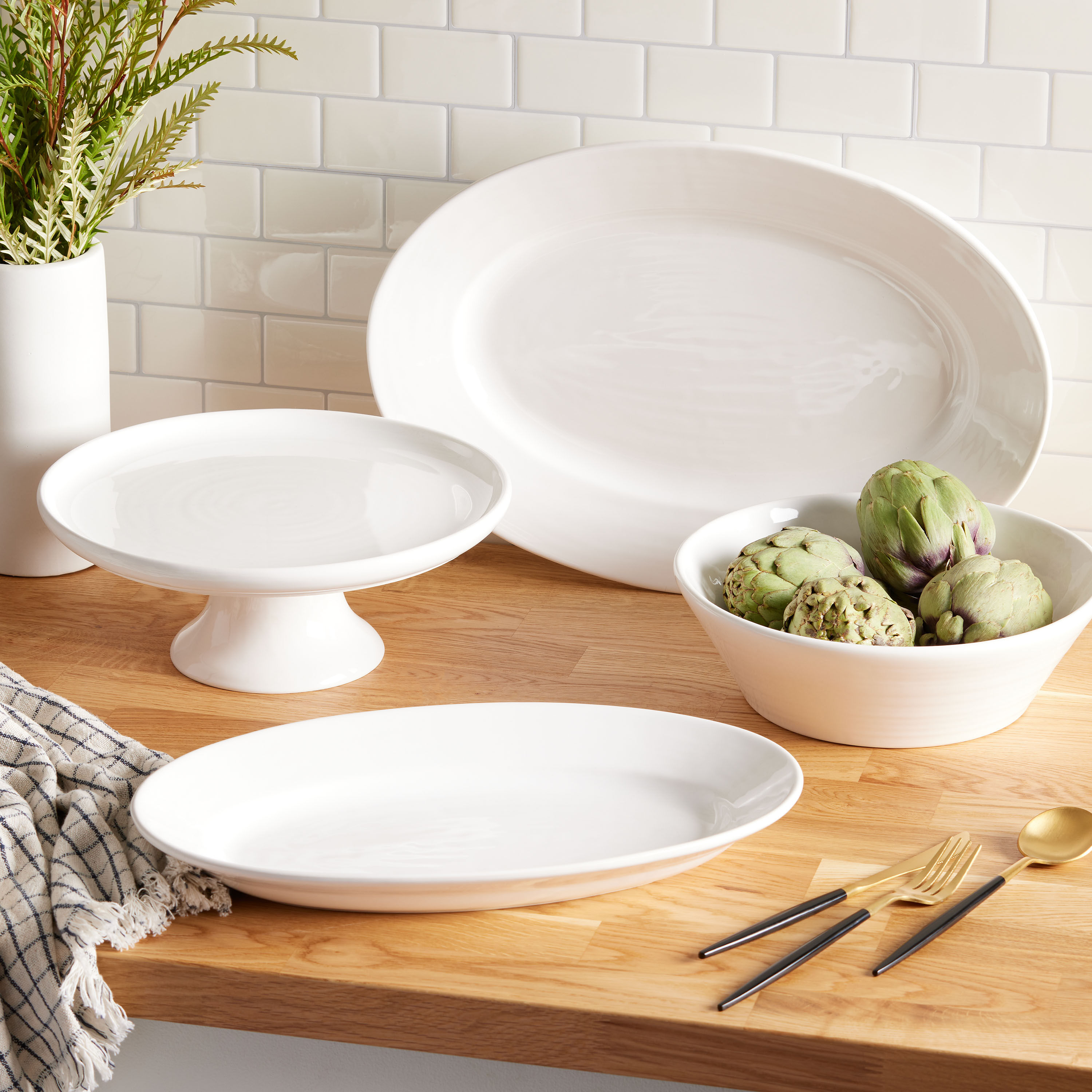 Mateo Large White Serving Platter World Market
