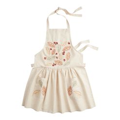 Natural Multicolor Embroidered Leaves Apron