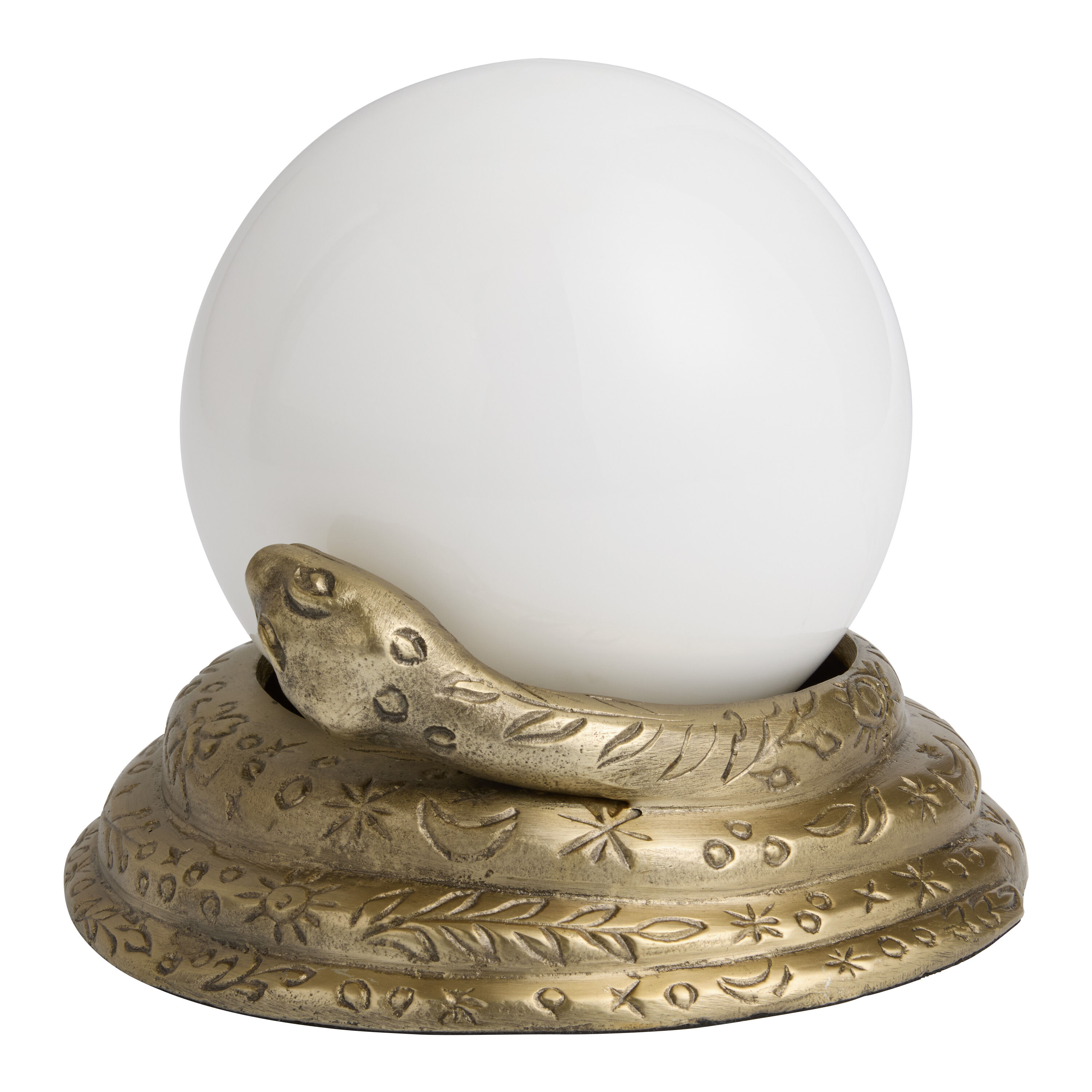 Gold Metal Snake and Opal Glass Globe Figural Table Lamp World Market