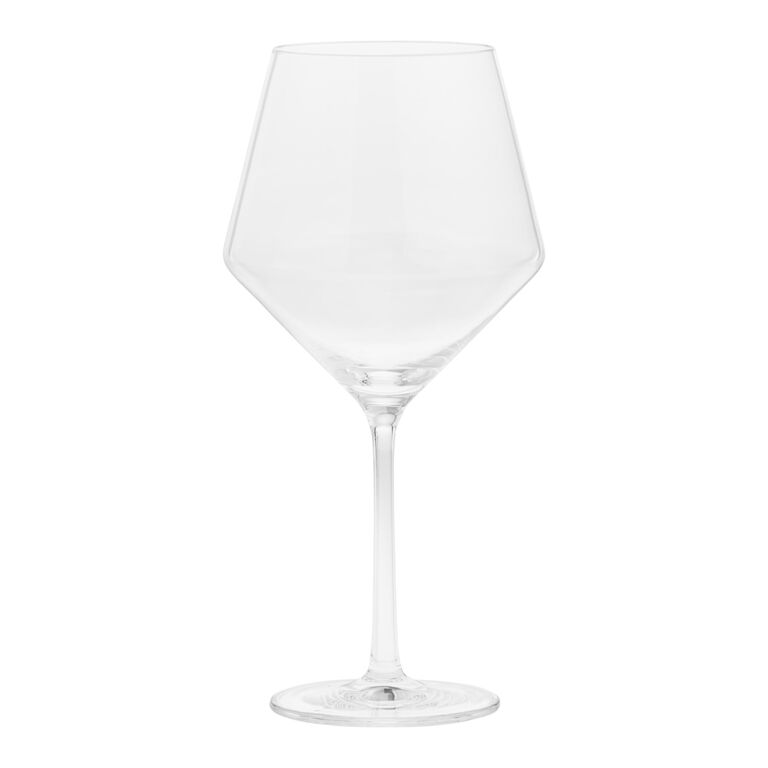 Modern Crystal Flat Wine Glasses Contemporary Stemware Clear Set of 2 
