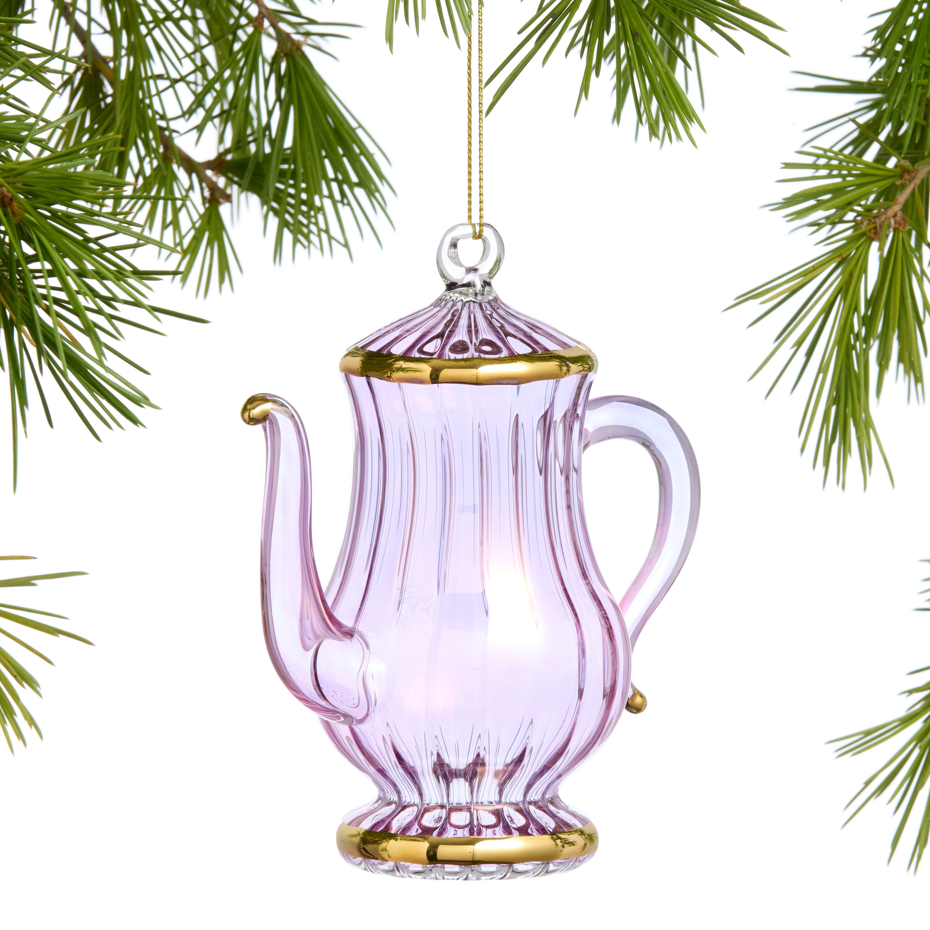 Purple Glass Teapot Ornament image number 0