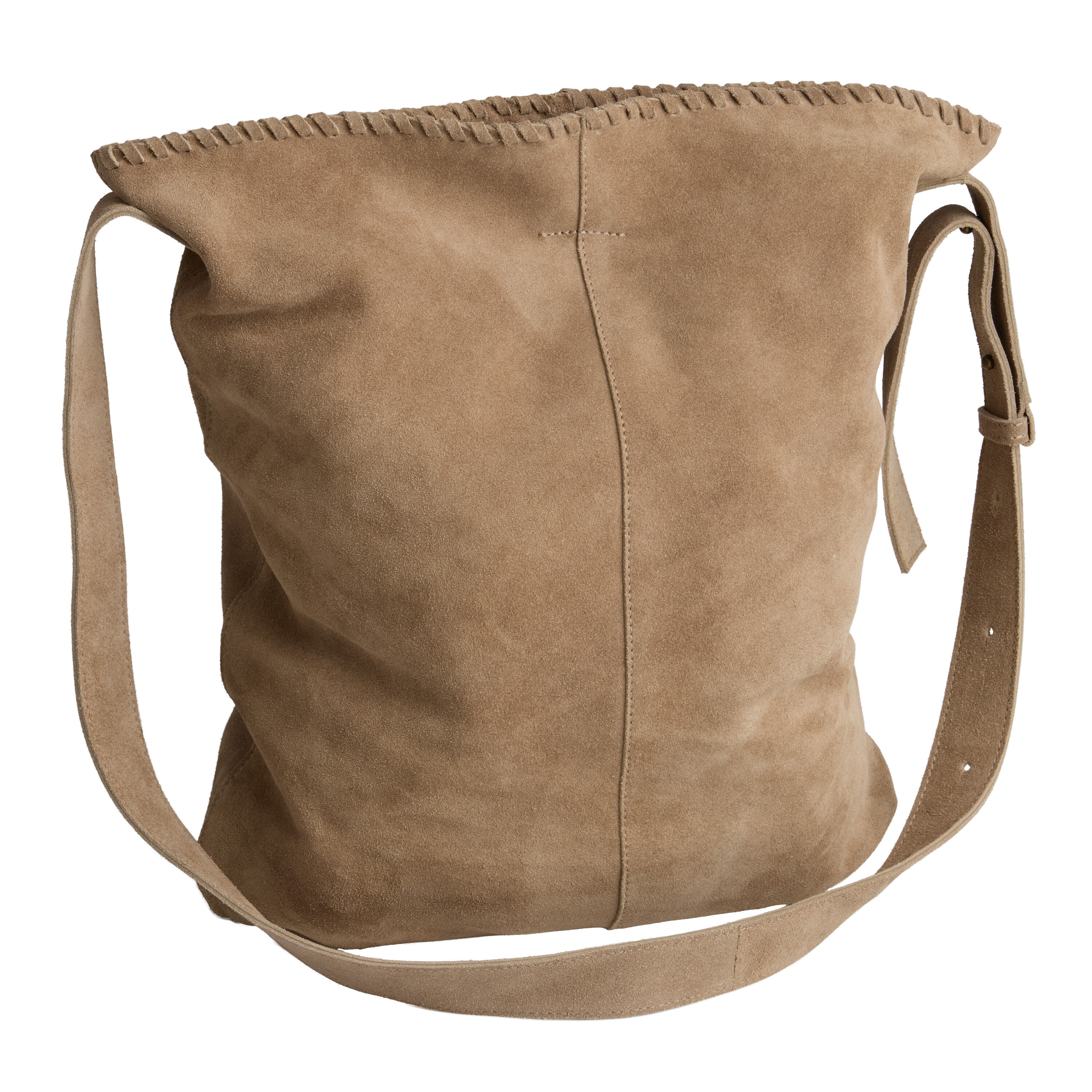Mushroom Brown Suede Crossbody Tote Bag image number 1