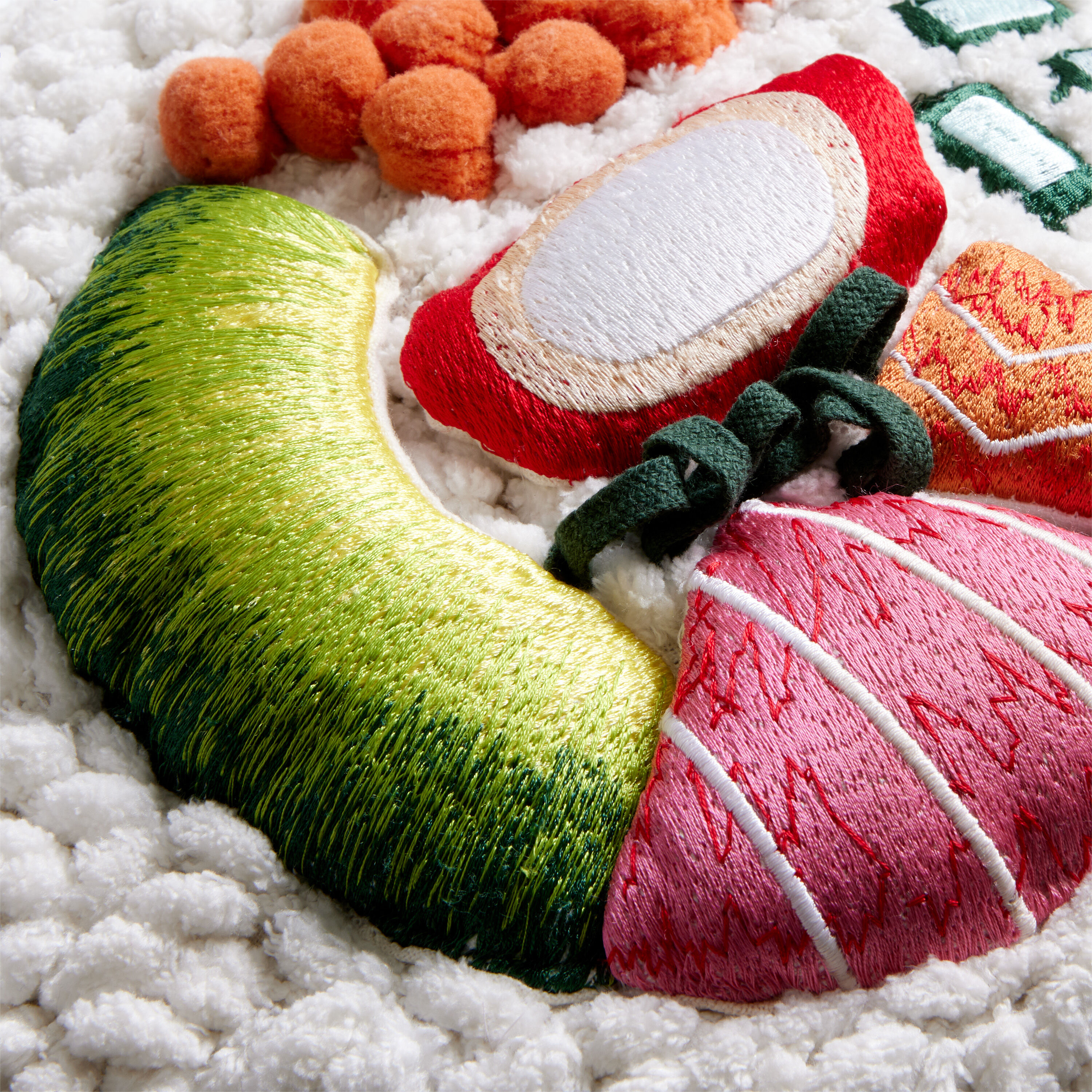 Round Embroidered Maki Sushi Shaped Throw Pillow World Market