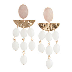 Gold And Rose Quartz Hammered Chandelier Drop Earrings