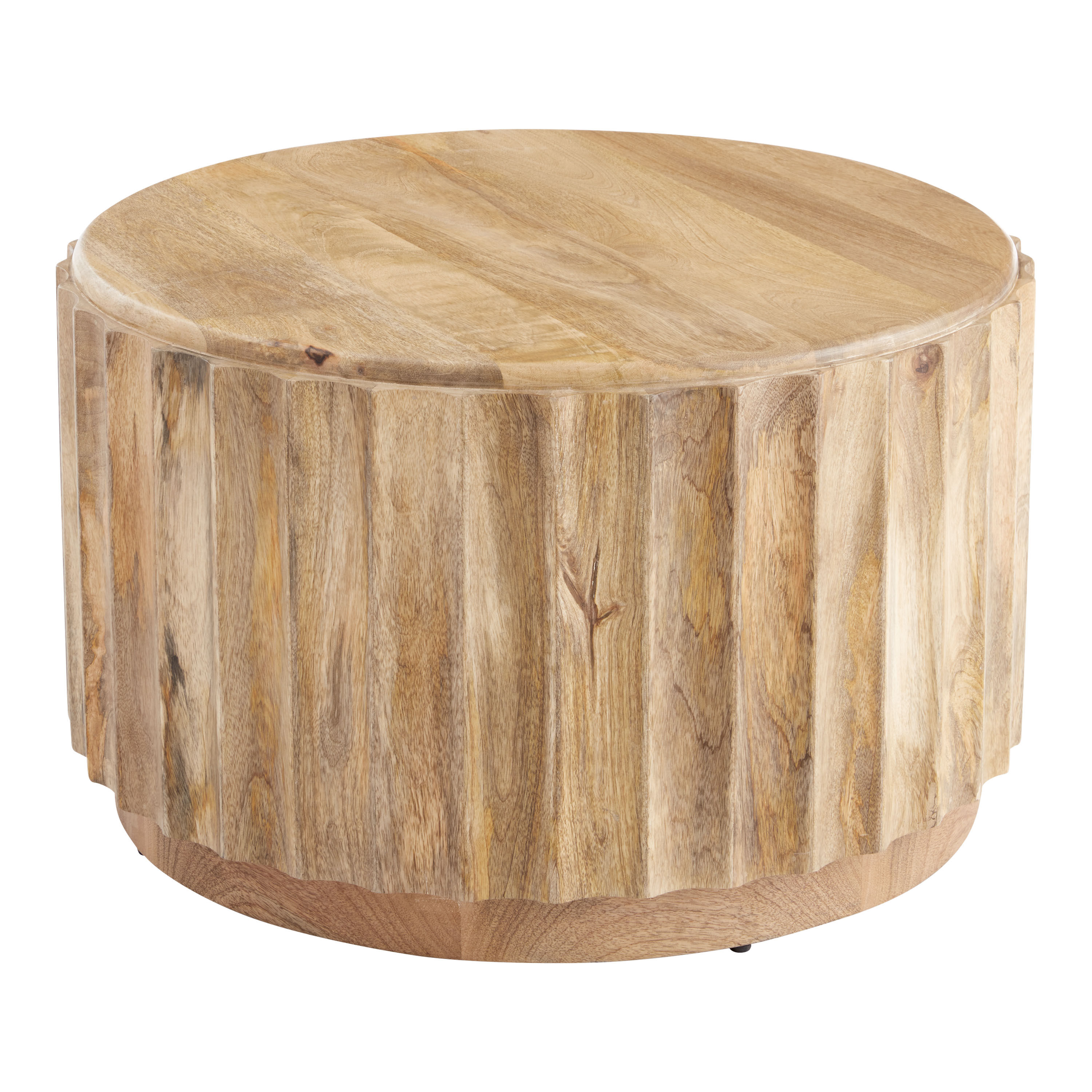 Ishan Round Driftwood Ridged Coffee Table World Market