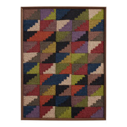 Multicolor Wool Geo Woven Textile Framed Wall Art