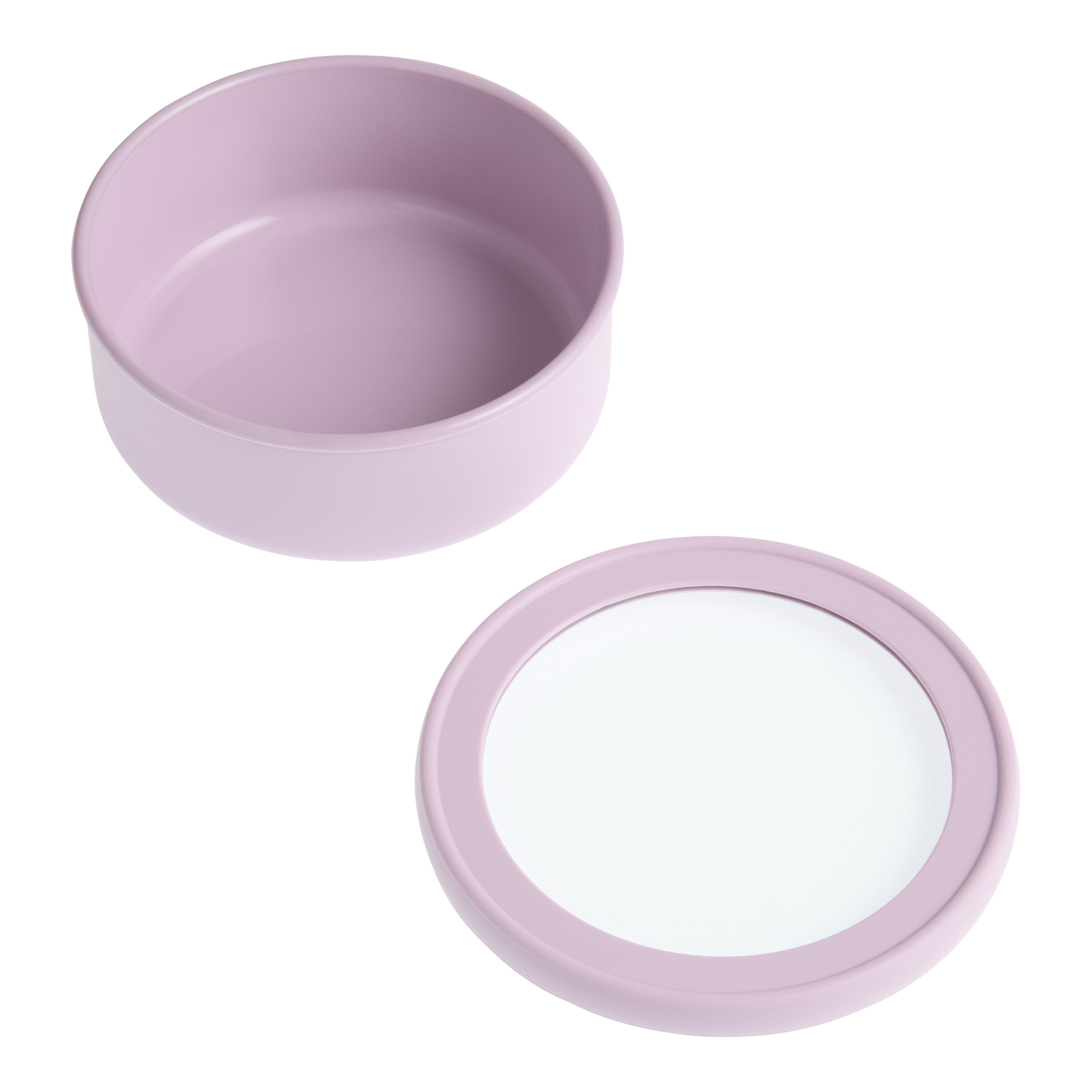 Round Lavender Silicone and Glass Bakeware Storage Container image number 1