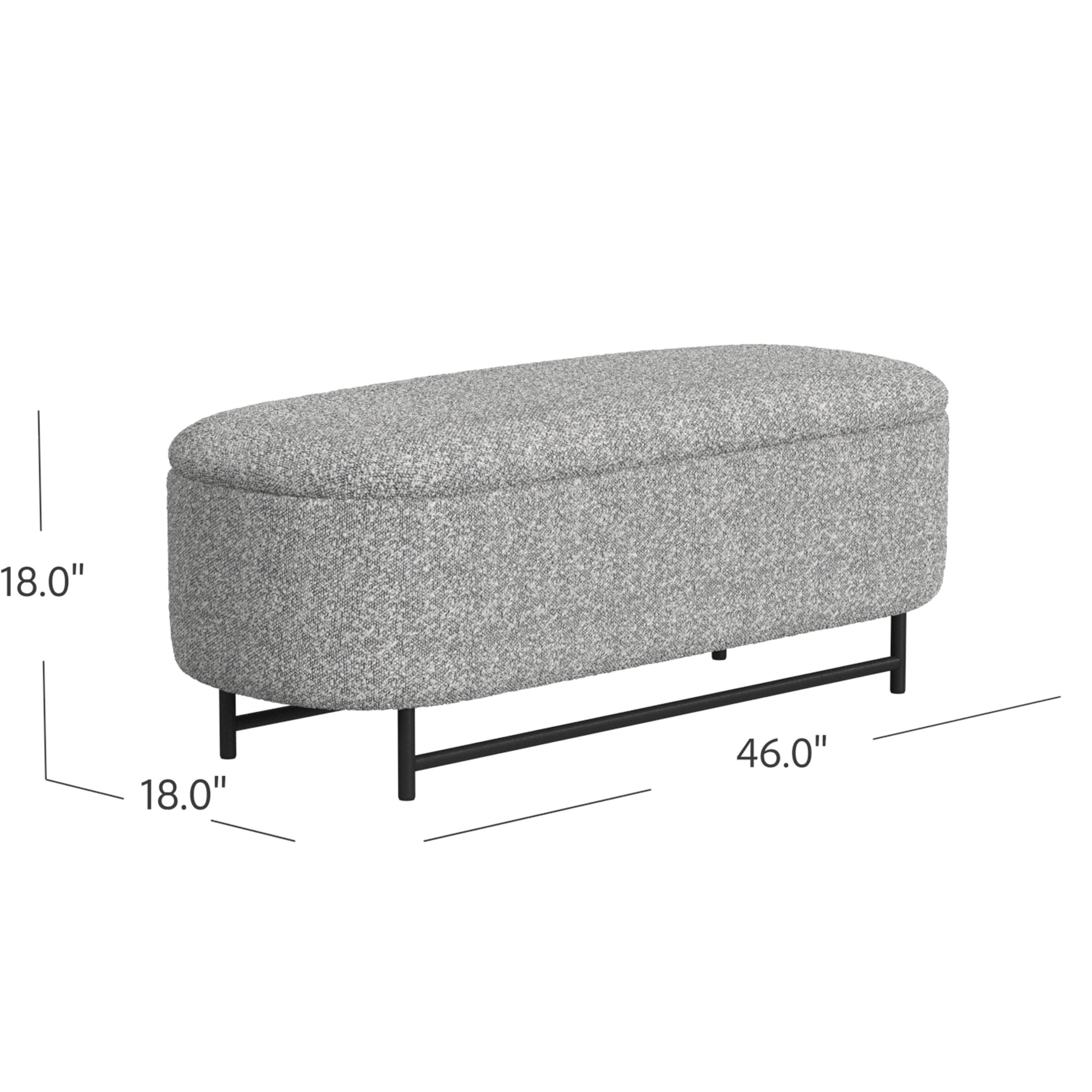 Reardon Black Metal Upholstered Storage Bench image number 6