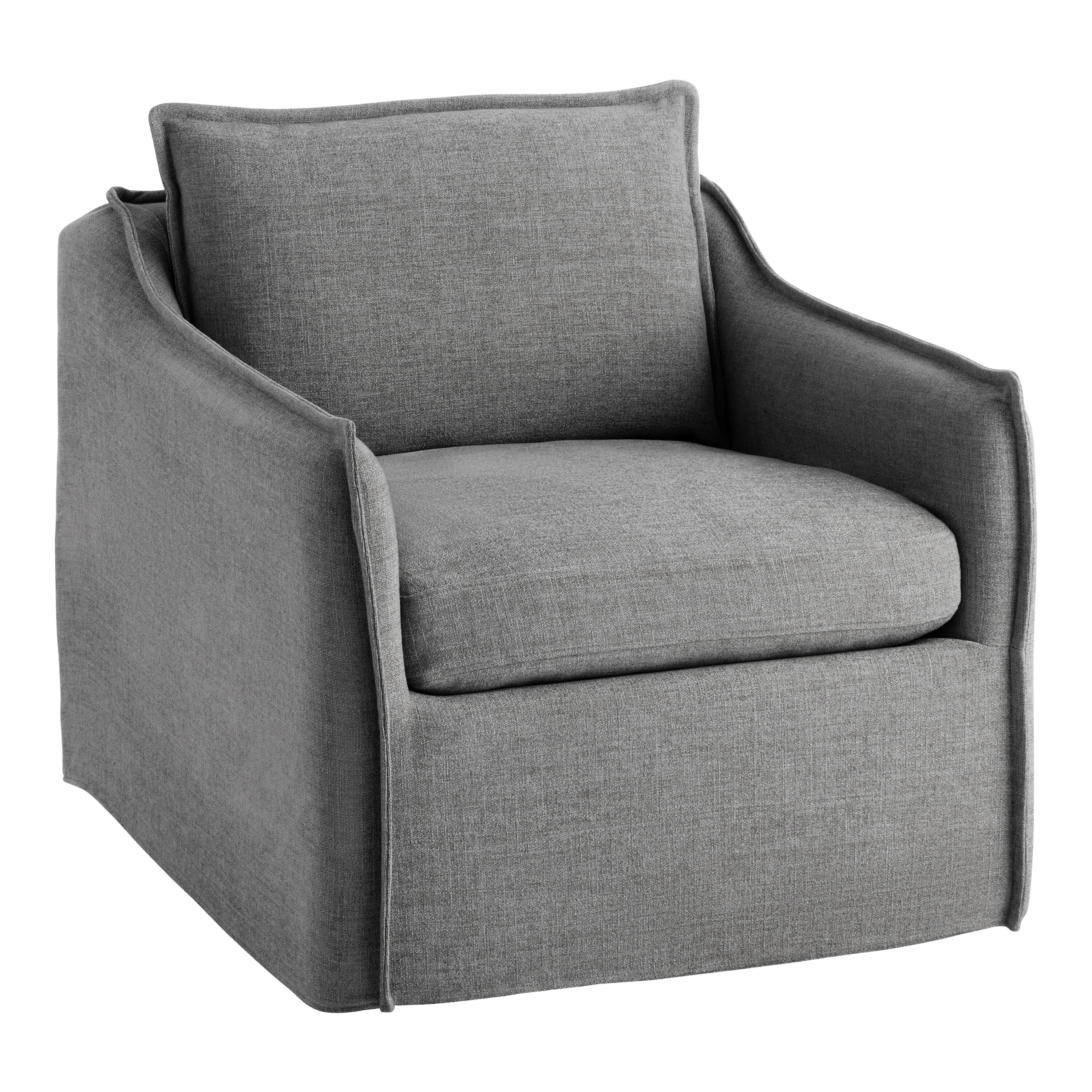 Eileen Textured Woven Slope Arm Slipcover Swivel Chair image number 0