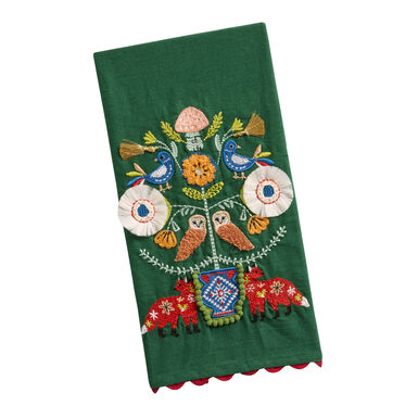 Green Woodland Critters Embroidered Table Linen Collection Green Woodland Critters Embroidered Table Linen Collection