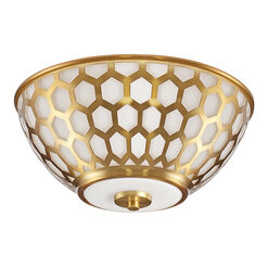 Brianna Gold And White Honeycomb Flush Mount Ceiling Light