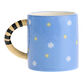 Blue Daisy and Cat Handle Ceramic Mug image number 1