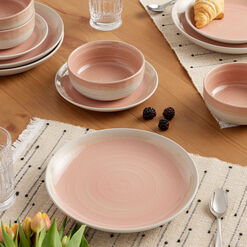 Rosa Pink And Tan Ombre Reactive Glaze Dinnerware Collection
