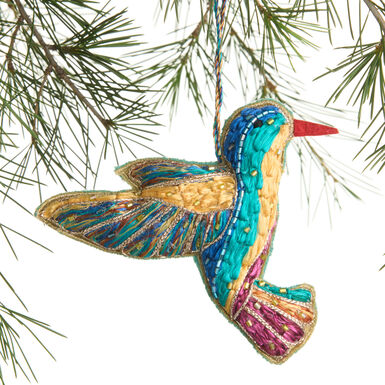 Beaded Fabric Hummingbird Ornament Beaded Fabric Hummingbird Ornament