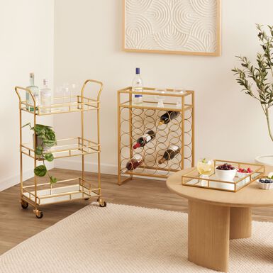 Cole Antique Brass and Mirror 3 Tier Bar Cart Cole Antique Brass and Mirror 3 Tier Bar Cart