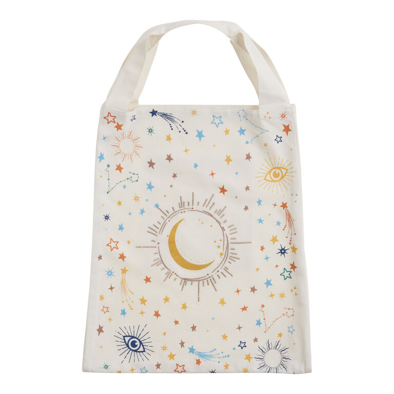 Canvas Tote Bag with Mushroom, Moon, and Stars Decoration - Handcrafted  Eco-Friendly Bag, Reusable market bag