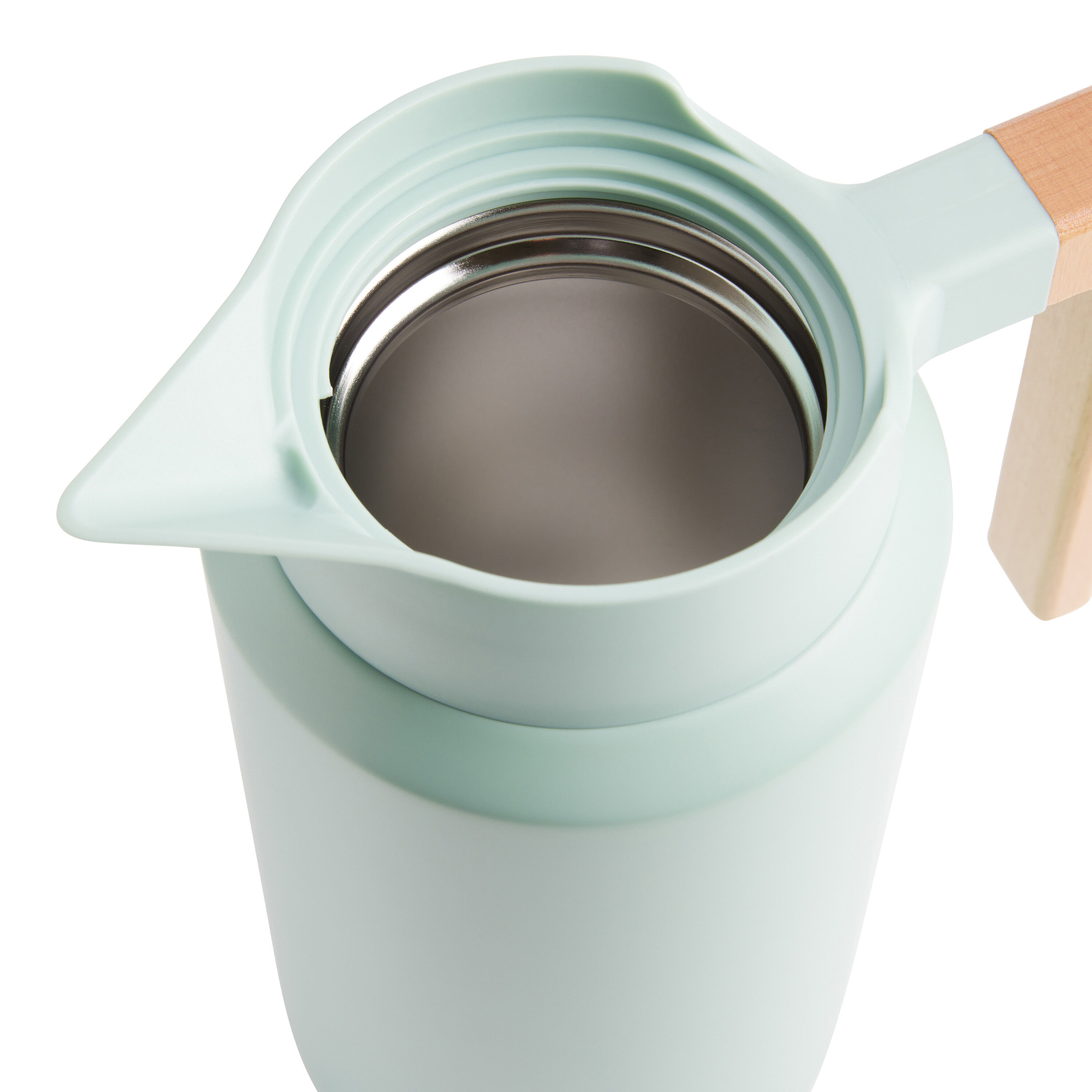 Large Sage Stainless Steel and Wood Insulated Vacuum Carafe image number 3
