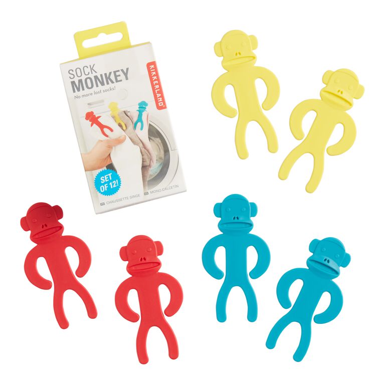 Kikkerland Sock Monkey Sock Clips 12 Pack
